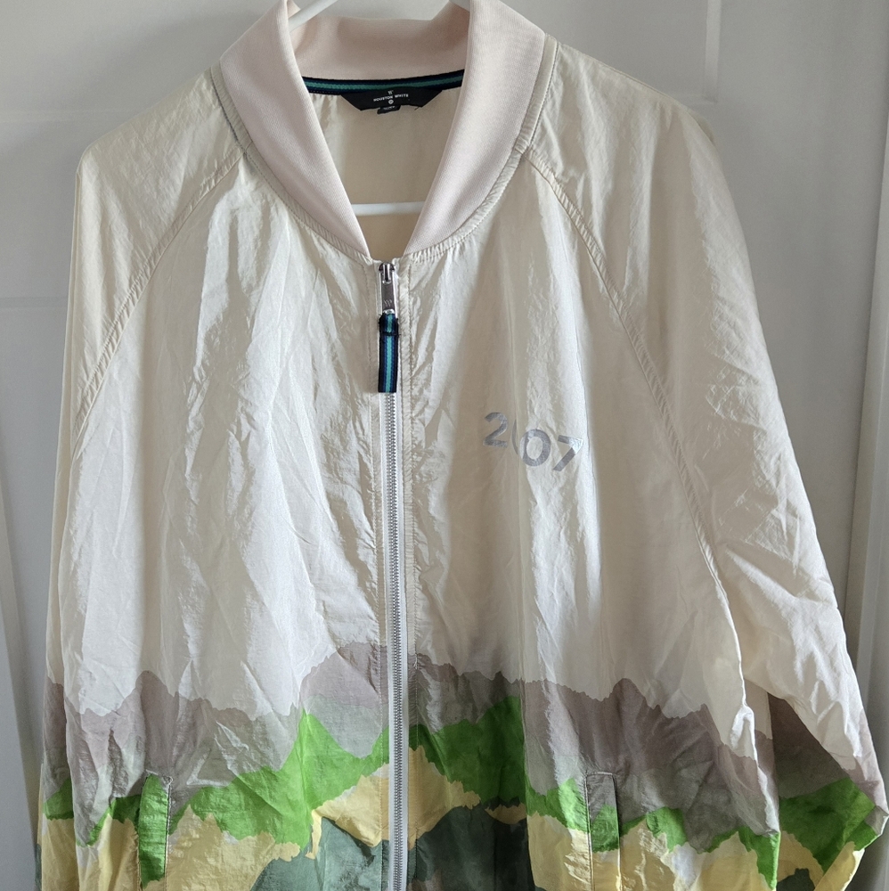 Houston White Lightweight Adult Unisex Zip-Up Bomber Jacket, Beige/Green, XXL